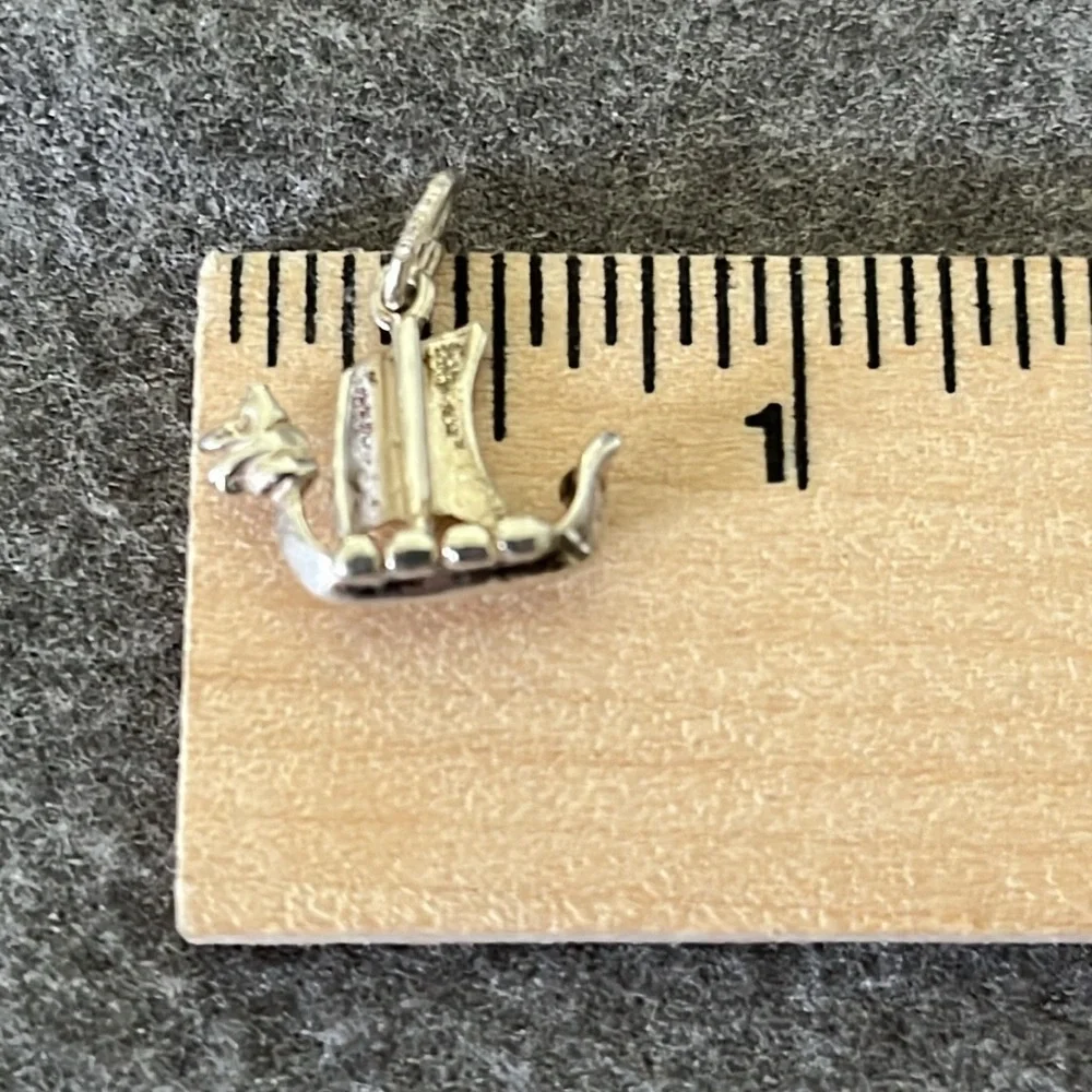 Sterling Viking Longboat Dragon Charm - Picture 6 of 6